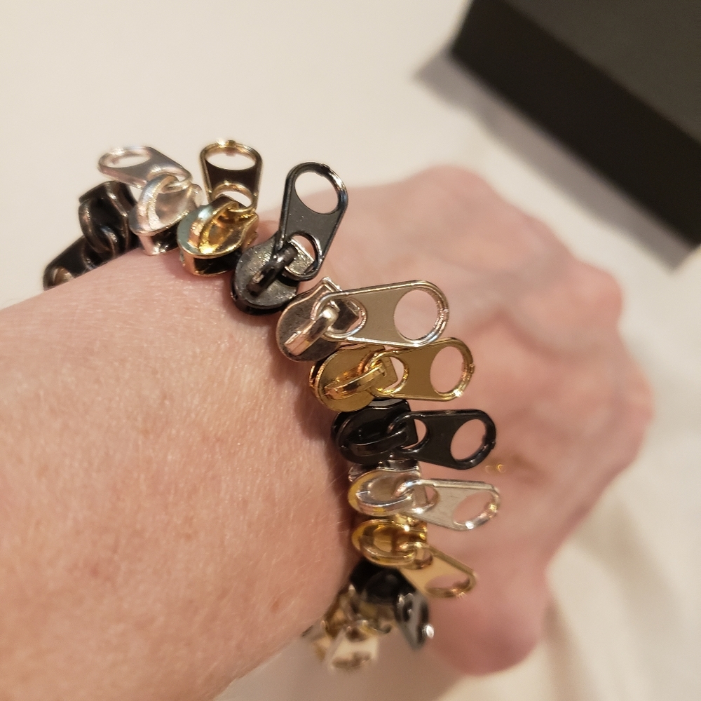 Zippers mixed metals bracelet
